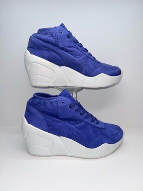 Puma Women's Wedge High-Top Sneakers in Blue and White
